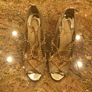 Christian Louboutin Gold Alarc Mini Spike Mesh